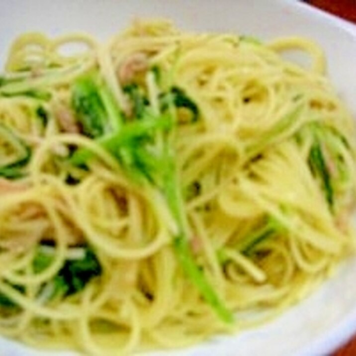 水菜とツナのパスタ